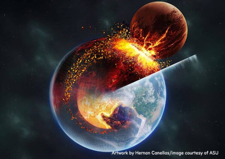 地球のマントルに月を作り出した原始惑星の衝突の残骸が残されている可能性