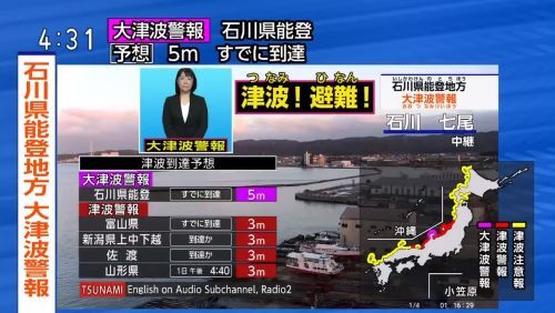 必死の叫びでうったえるNHKアナウンサーの大津波警報に称賛の声が集まる「テレビ消して！あっ、消さなくていいです！もう逃げて下さい！！」
