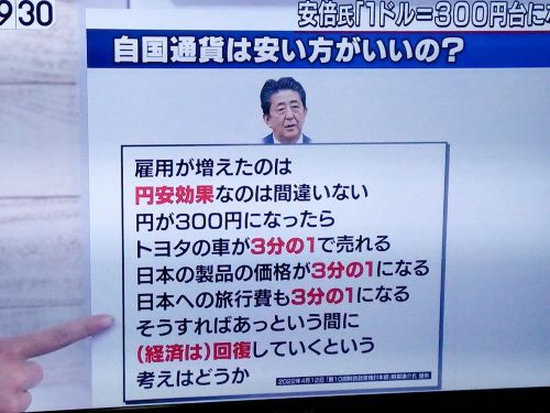 X民「1ドル158円台に突入ですが、安倍元首相は『1ドル300円にして日本復活』を提案してたんですよ？」→この円安はまだ始まったばかり！？　ネットは賛否両論に
