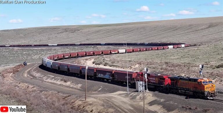 その数何と200両以上！アメリカの穀物貨物列車が長すぎて終わりが見えない
