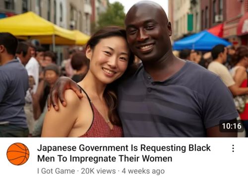 【悲報】「日本政府は黒人男性に女性を妊娠させるよう要請」「日本人女性は黒人を求めている」など、クソみたいなデマが世界中で拡散されている模様　目的は何なんだよ