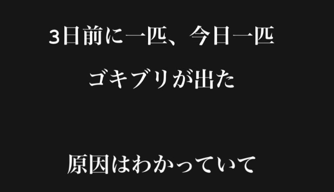 とあるお笑い芸人さん「ゴキブリが3日前に一匹、今日も一匹出た。なんでだろ？」 → 最悪の原因が判明・・・