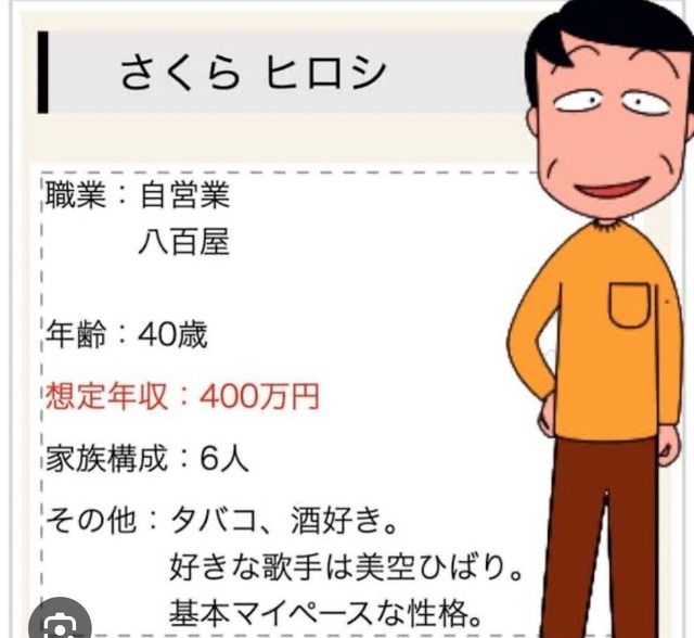 まるこちゃんの親父、年収400万