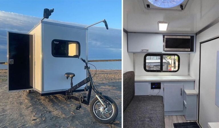 ホームレスのための三輪車一体型ワンルーム移動住宅が開発される。