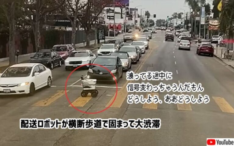 自動配送ロボットの葛藤。信号変わっちゃった、どうしよう。横断歩道で思考停止状態に