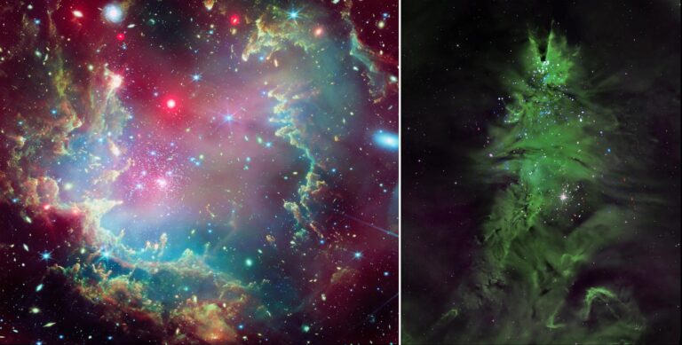 NASAからのクリスマスプレゼントは、宇宙の美しい星団のリースやツリーの写真！