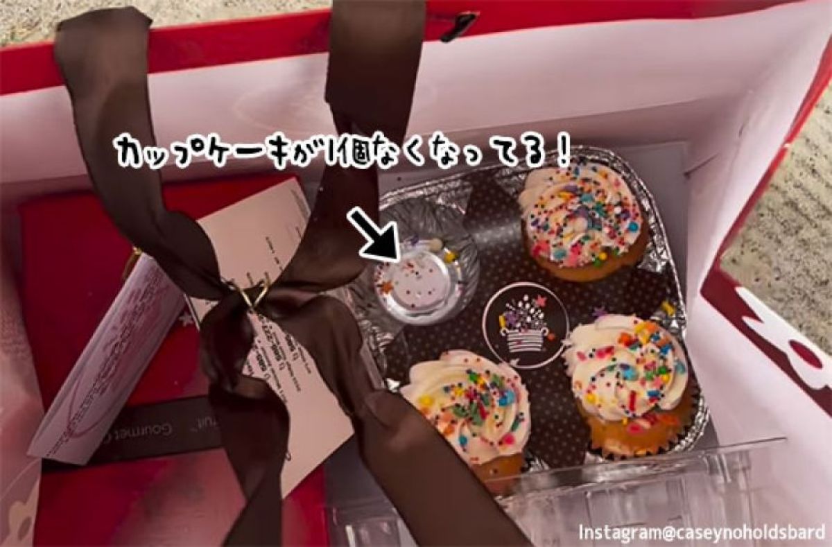 玄関先に届けられたカップケーキが1個足りない！犯人はこの後すぐ！