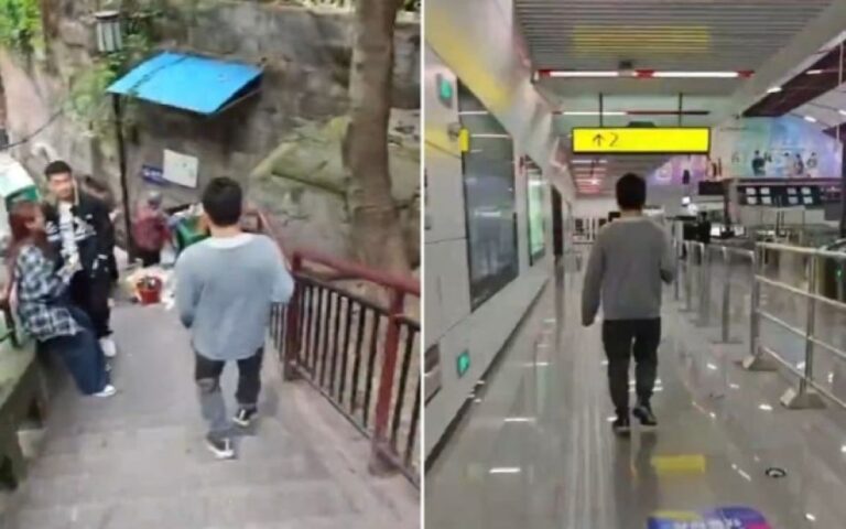 深い、深すぎる！何度階段を下ってもたどり着かない中国・重慶市の通勤路