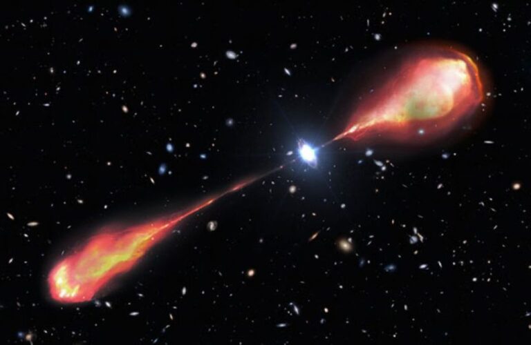 誕生から12億年後の初期宇宙で史上最大のブラックホールジェットを発見