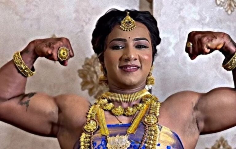 サリーと筋肉のマリアージュ！花嫁衣裳をまとったインドの女性ボディビルダーが話題に
