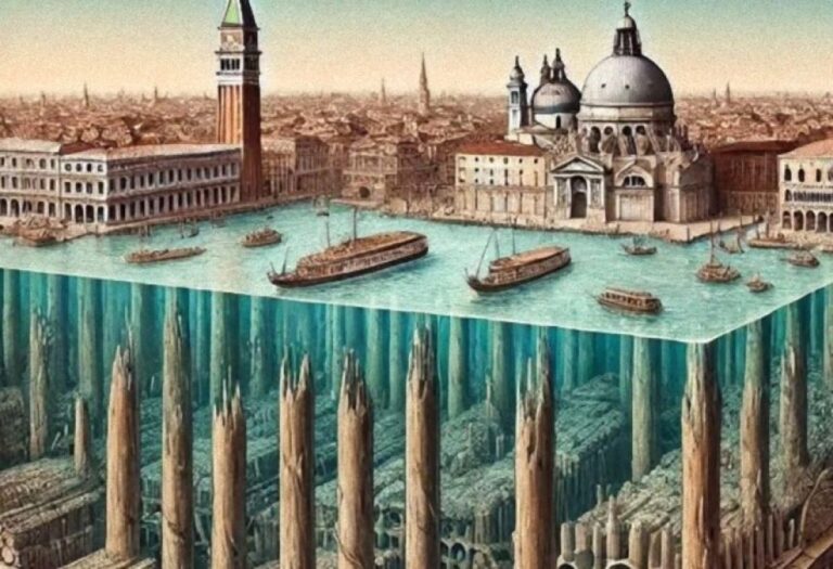 ベネチアを逆さにするとアルプスの森が現れる？木杭の上に建てられた水の都