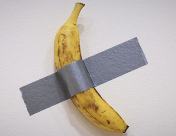 壁にバナナをテープで貼り付けたアート作品が9億円超で落札され、展示 → 来館者が勝手に食べるもまさかの方法で解決してしまうｗｗｗｗ