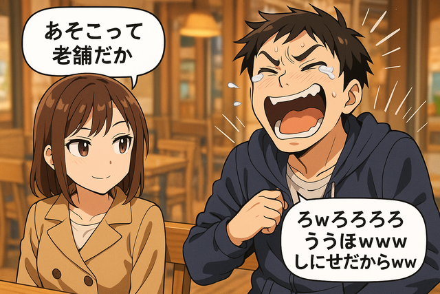 彼女「あそこって老舗（ろうほ）だから」ワイ「ろｗろろろろろうほｗｗｗしにせだからｗｗｗ」