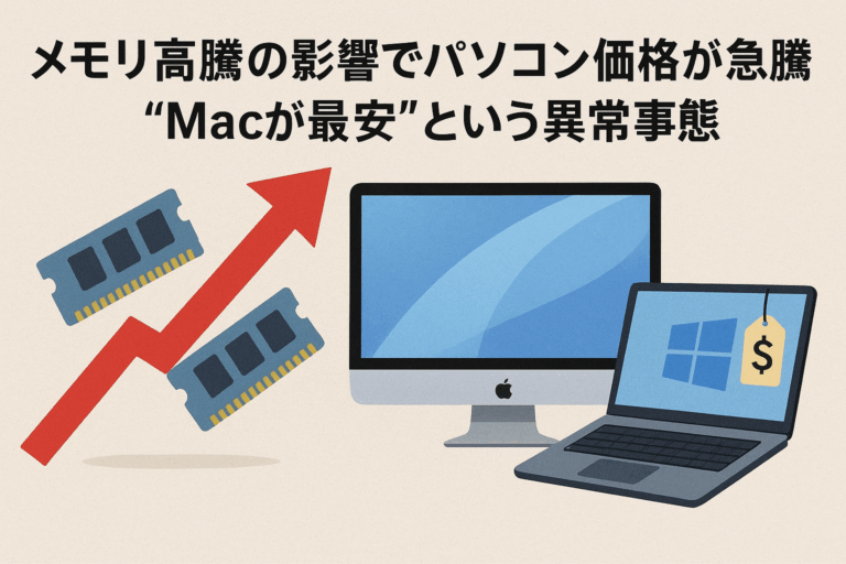 メモリ高騰の影響でパソコン価格が急騰、「Macが最安」という異常事態