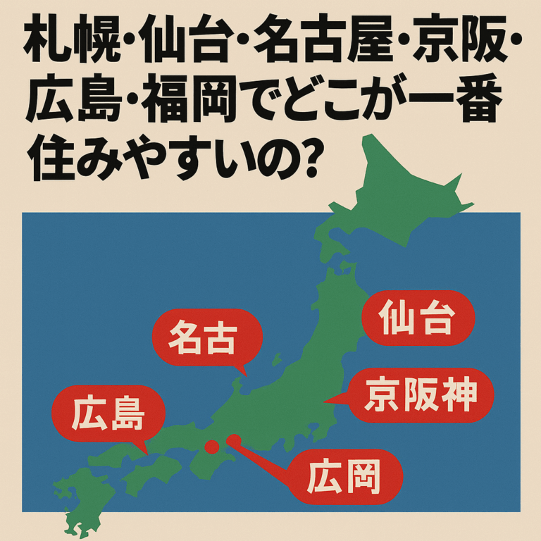 札幌・仙台・名古屋・京阪神・広島・福岡でどこが一番住みやすいの？