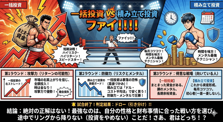 「一括投資 VS 積み立て投資」ファイ！！！！