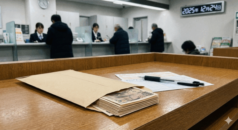 今日、銀行に行ったら台のところに封筒に入った二、三十万くらいの現金が放置してあった。