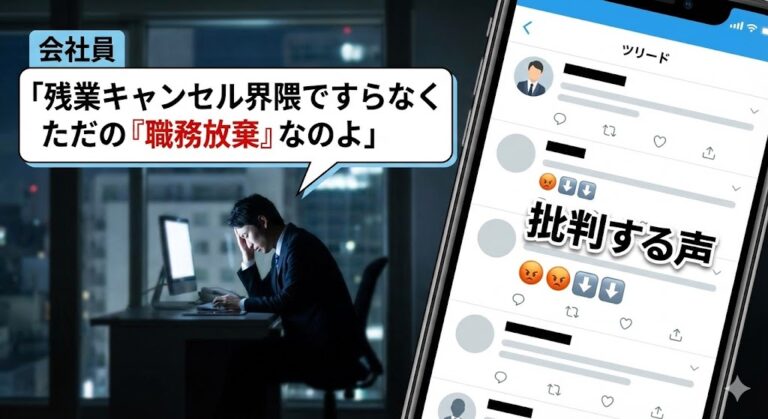 会社員「残業キャンセル界隈ですらなくただの『職務放棄』なのよ」などと批判する声