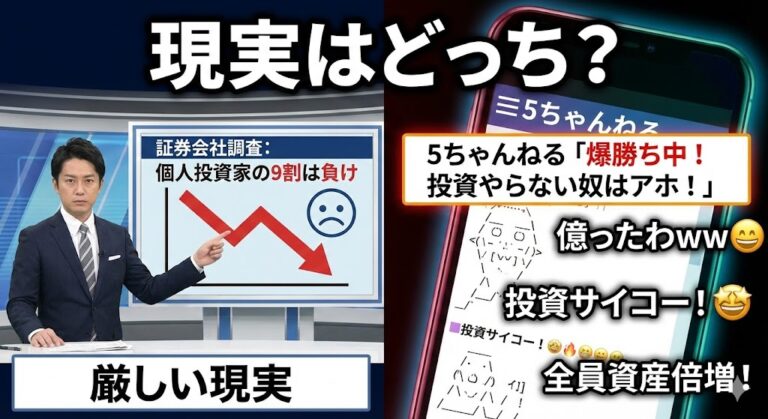 証券会社「個人投資家の9割は負けています」5ちゃんねる「爆勝ち中！投資やらない奴はアホ！」