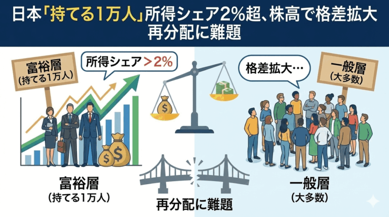 株価上昇の影響で格差が拡大。まじめに働いていても投資してなけりゃ貧乏人になる時代へ