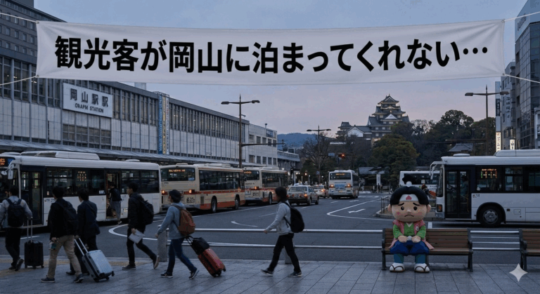 岡山市「助けて！観光客が岡山に泊まってくれないの…」