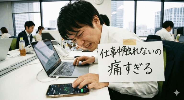 「株を始めたんだけど仕事中触れないの痛過ぎだろ、1時間おきぐらいでいいから取引させろ！」