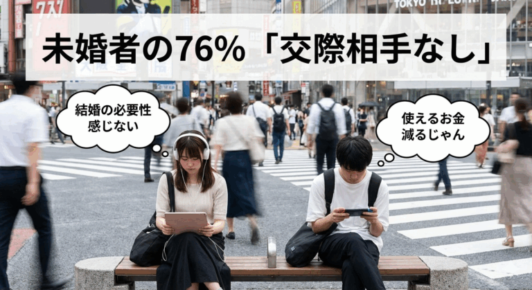 未婚者の76％「交際相手なし」女性「結婚の必要性感じない」男性「使えるお金減るじゃん」